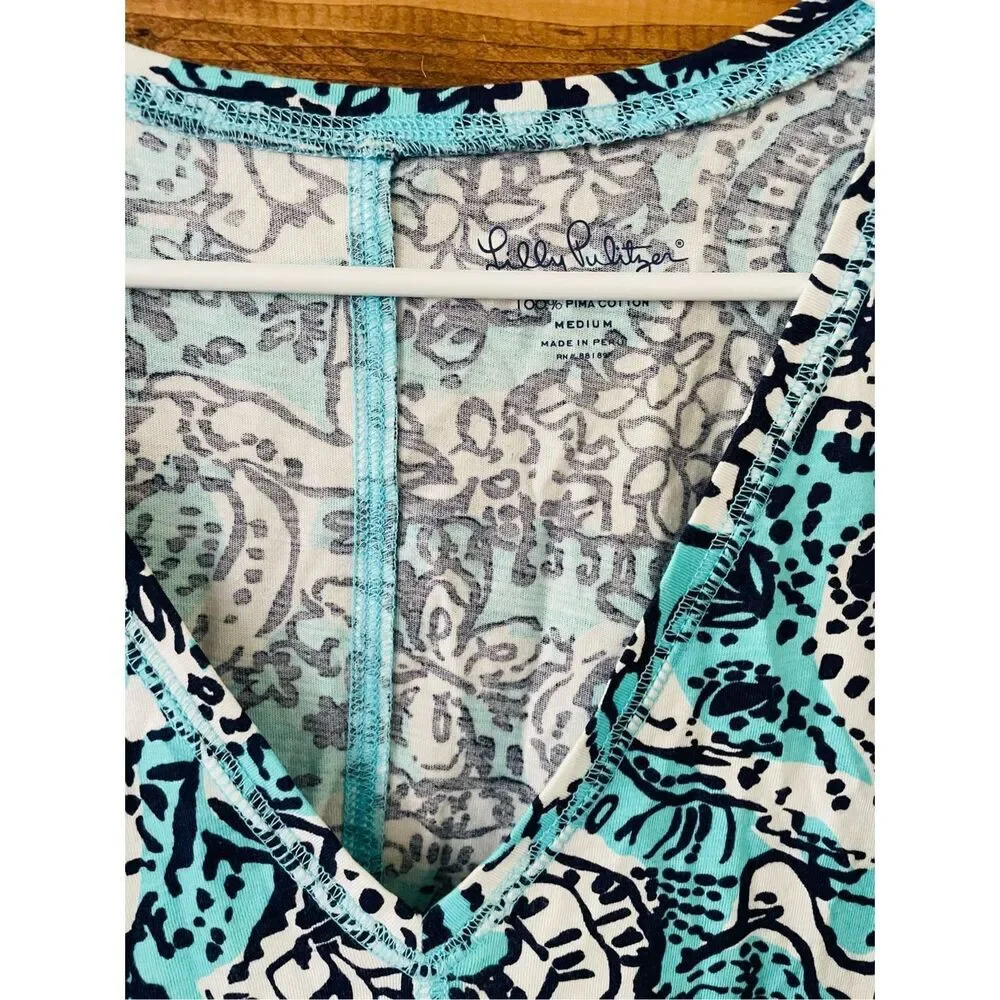 Lilly Pulitzer Cotton Juliet Dress in Shorely Blue Hippy Hippy Shake Butterfly s - Picture 2 of 3